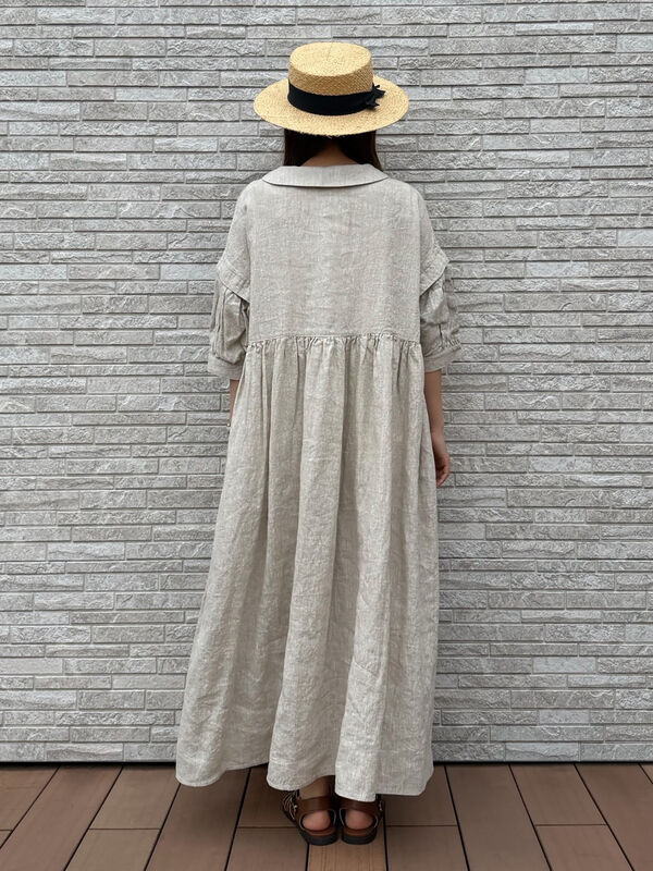 立川店/EC限定】リネンタックパフスリーブワンピース（ピンク/ミント