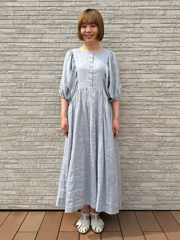 立川店/EC限定】リネンヨーク切替ギャザーワンピース