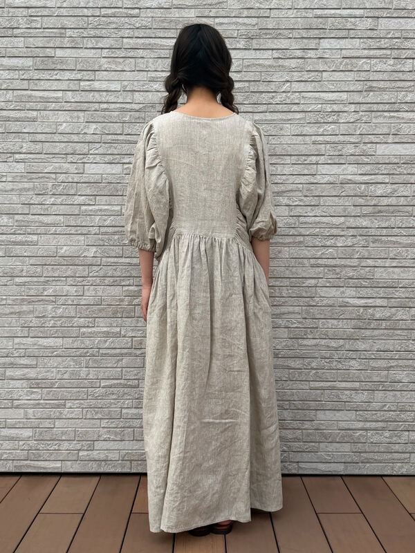 立川店/EC限定】リネンヨーク切替ギャザーワンピース