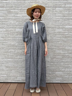 立川店/EC限定】リネンヨーク切替ギャザーワンピース