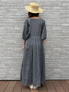 立川店/EC限定】リネンヨーク切替ギャザーワンピース