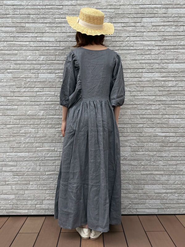 立川店/EC限定】リネンヨーク切替ギャザーワンピース