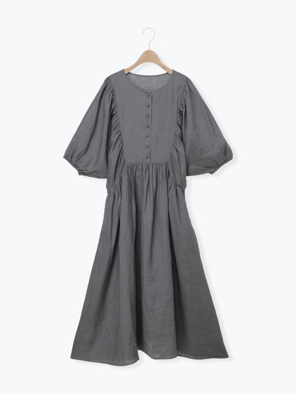 立川店/EC限定】リネンヨーク切替ギャザーワンピース