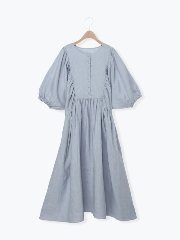 立川店/EC限定】リネンヨーク切替ギャザーワンピース