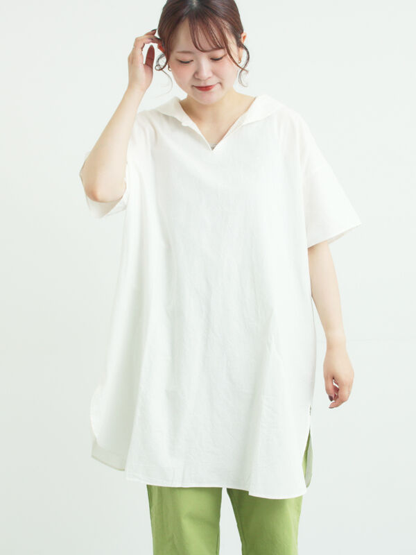 4/2取り下げ 美品 ゴーシュ コットンリネンチュニック セール】 【クールコットン】柄アソートチュニック（オフホワイト