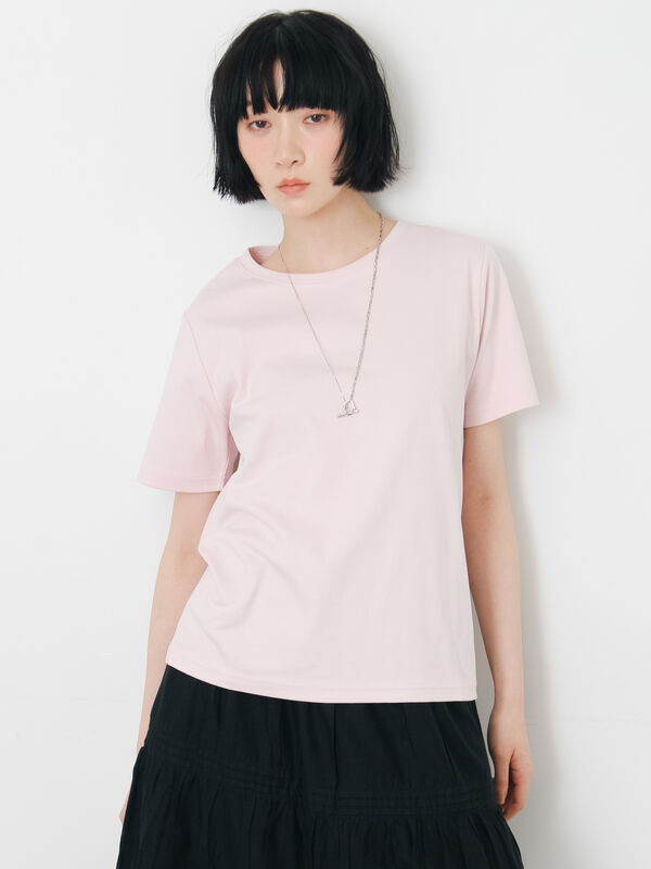 汗じみ防止】スムースTシャツ（オフホワイト/ブラック/ピンク/トップス