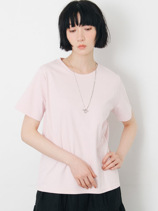 汗じみ防止】スムースTシャツ（オフホワイト/ブラック/ピンク/トップス