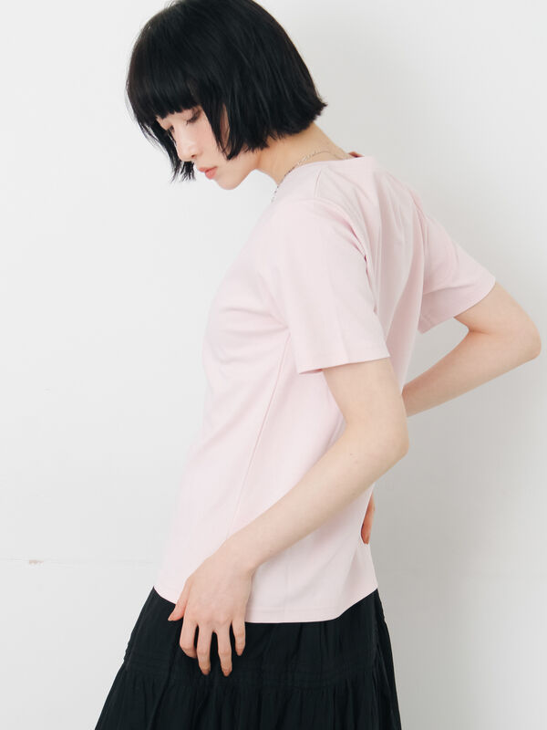 セール】 【汗じみ防止】スムースTシャツ（オフホワイト/ブラック