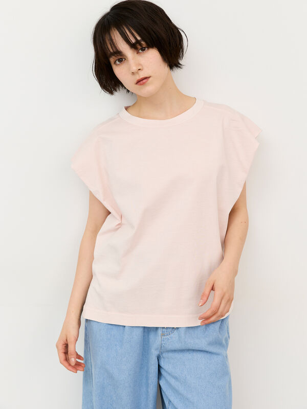 セール】 シルケット+ピグメント加工フレンチスリーブTシャツ（オフ