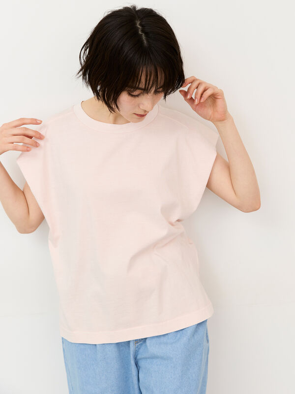 セール】 シルケット+ピグメント加工フレンチスリーブTシャツ（オフ