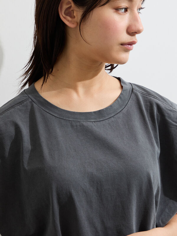 セール】 シルケット+ピグメント加工フレンチスリーブTシャツ（オフ
