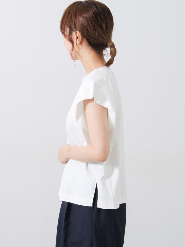 セール】 シルケット+ピグメント加工フレンチスリーブTシャツ（オフ