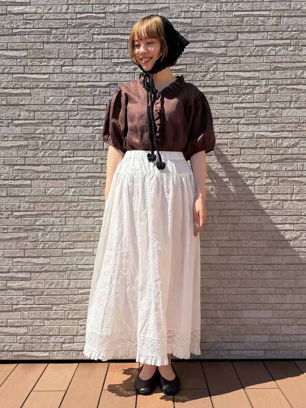 立川店/EC限定】リネンノスタルジータックフリルスカート（オフ