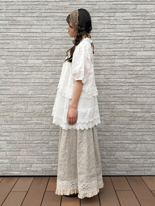 立川店/EC限定】リネンレースミルフィーユキャミブラウス（オフ