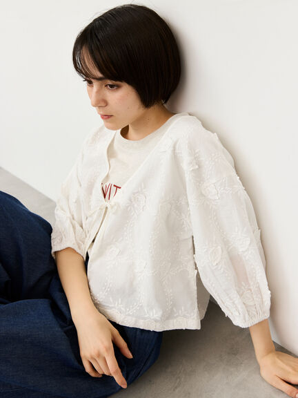 インド3D刺繍ボレロブラウス（オフホワイト/ブラック/ネイビー/キナリ）｜Samansa Mos2（サマンサ モスモス）通販