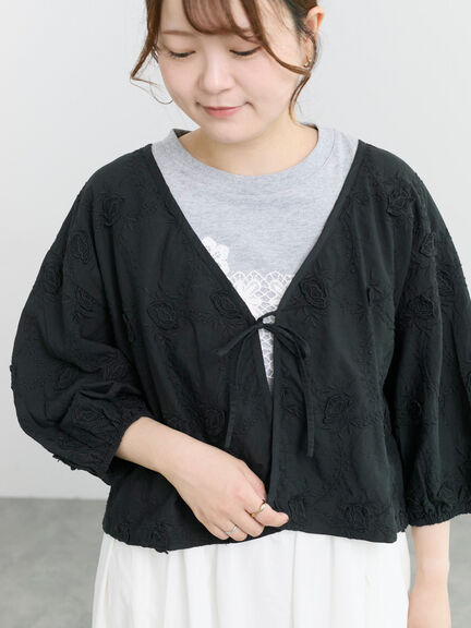 インド3D刺繍ボレロブラウス（オフホワイト/ブラック/ネイビー/キナリ）｜Samansa Mos2（サマンサ モスモス）通販