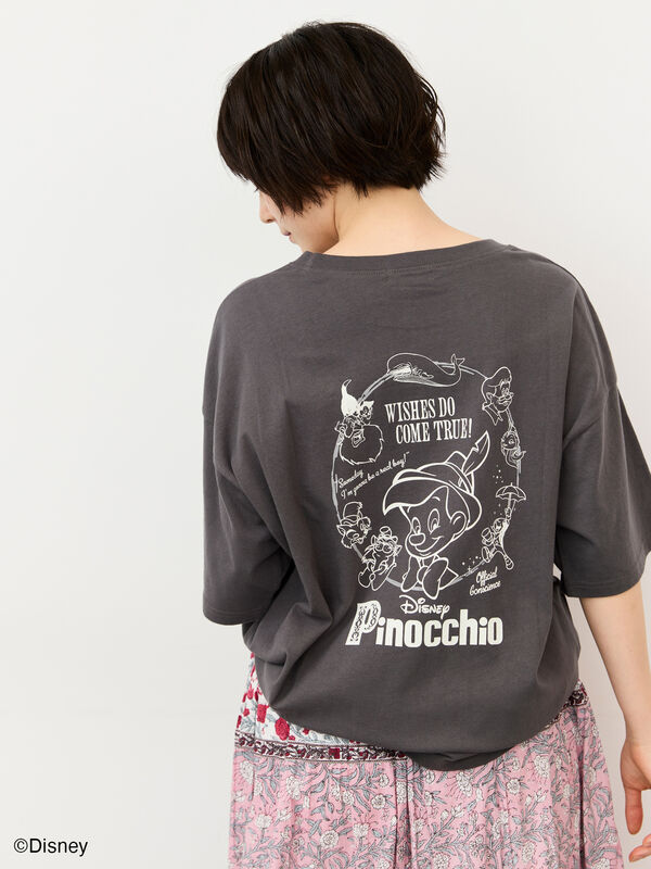 Disney】ピノキオ/バックプリントTシャツ（オフホワイト
