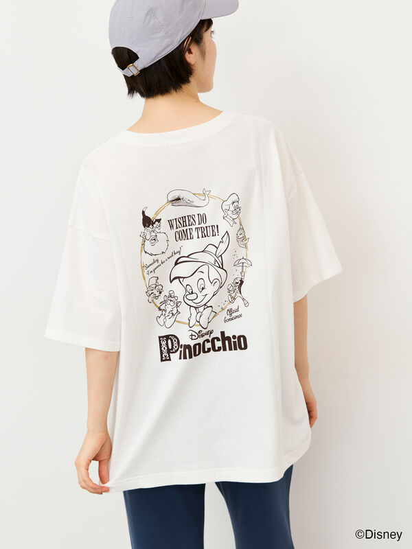 Disney】ピノキオ/バックプリントTシャツ（オフホワイト