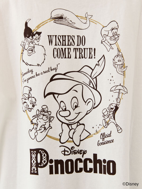Disney】ピノキオ/バックプリントTシャツ（オフホワイト