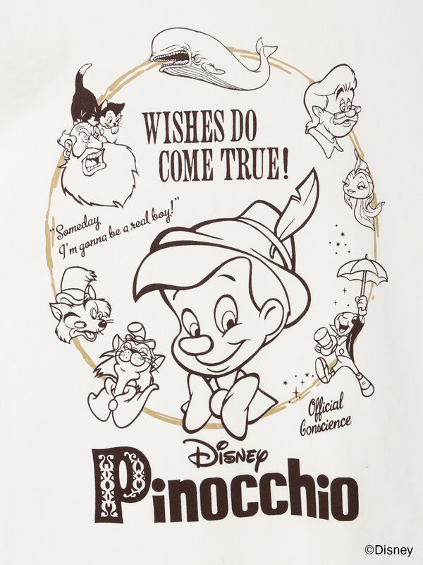 Disney】ピノキオ/バックプリントTシャツ（オフホワイト
