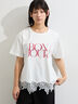 【接触冷感】裾レースロゴTシャツ（オフホワイト/ブラック/グレージュ）｜Samansa Mos2（サマンサ モスモス）通販
