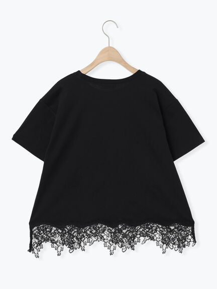 【接触冷感】裾レースロゴTシャツ（オフホワイト/ブラック/グレージュ）｜Samansa Mos2（サマンサ モスモス）通販