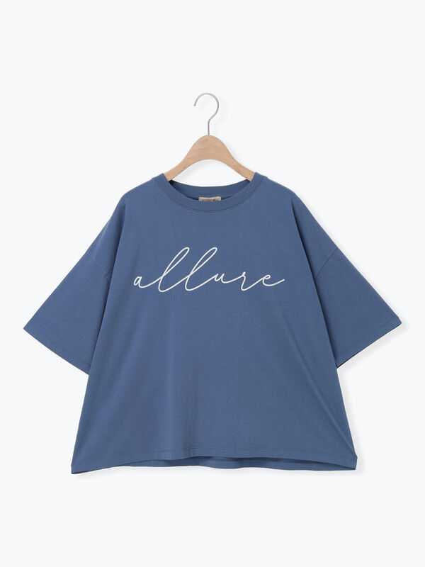 セール】 バイオ加工ロゴプリントワイドTシャツ（オフホワイト