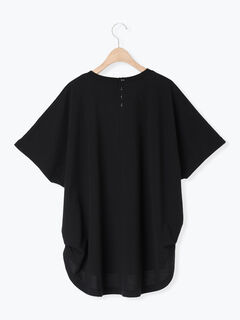 セール】 ◇カットクレープ裾タックチュニック（チャコールグレー