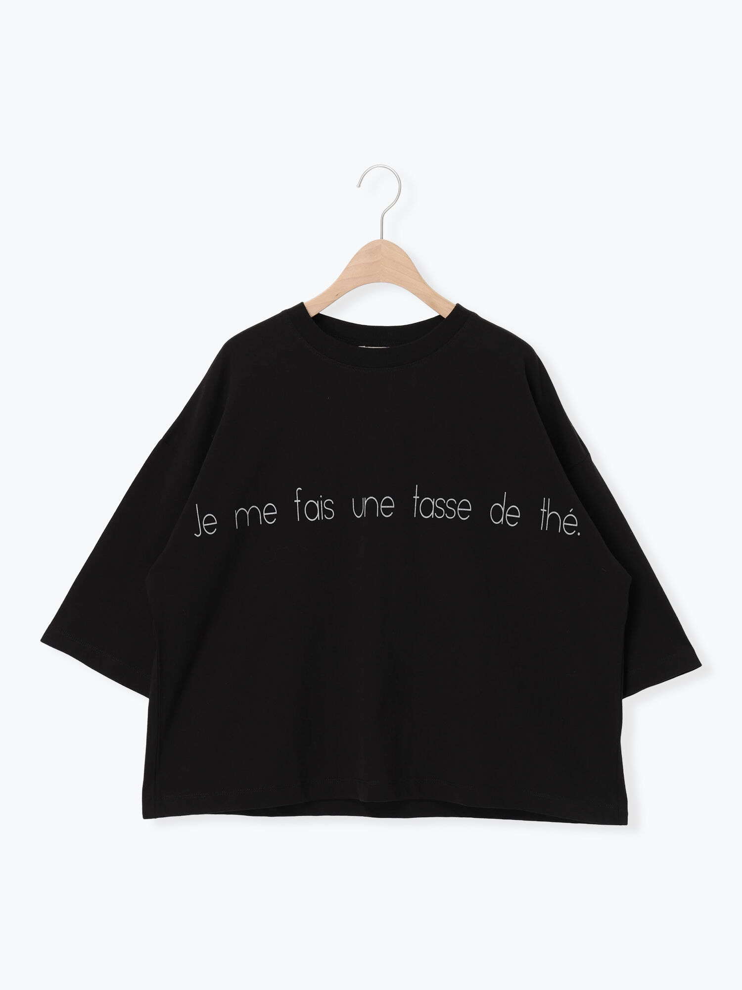 ◇強撚天竺ワイドロゴプリントTシャツ（オフホワイト/ブラック