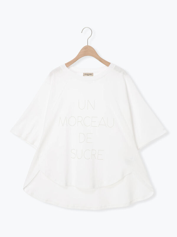 セール】 ◇強撚天竺フレアスリーブプリントTシャツ（オフホワイト
