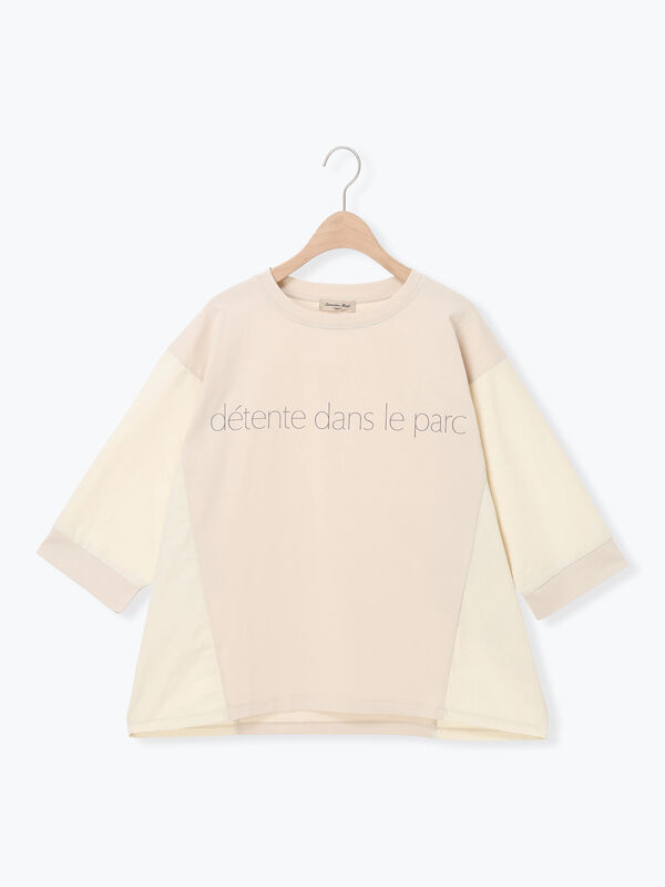 セール】 ◇シルケット天竺ドッキングプリントTシャツ