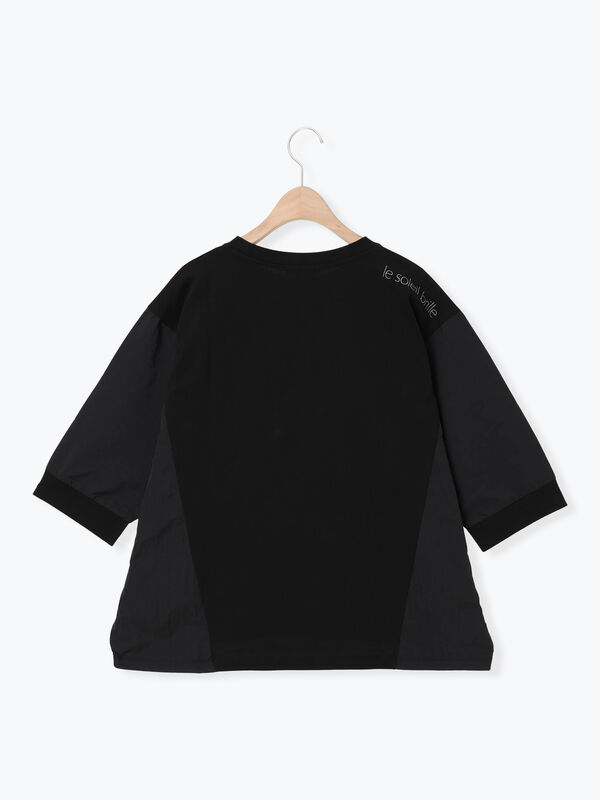 セール】 ◇シルケット天竺ドッキングプリントTシャツ