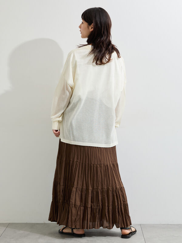 掻き編みニットのポンポンサークルクッション♡ホワイト単品♡北欧インテリア♡春夏 セール】 ◇【接触冷感】シアーニットカーディガン（オフホワイト
