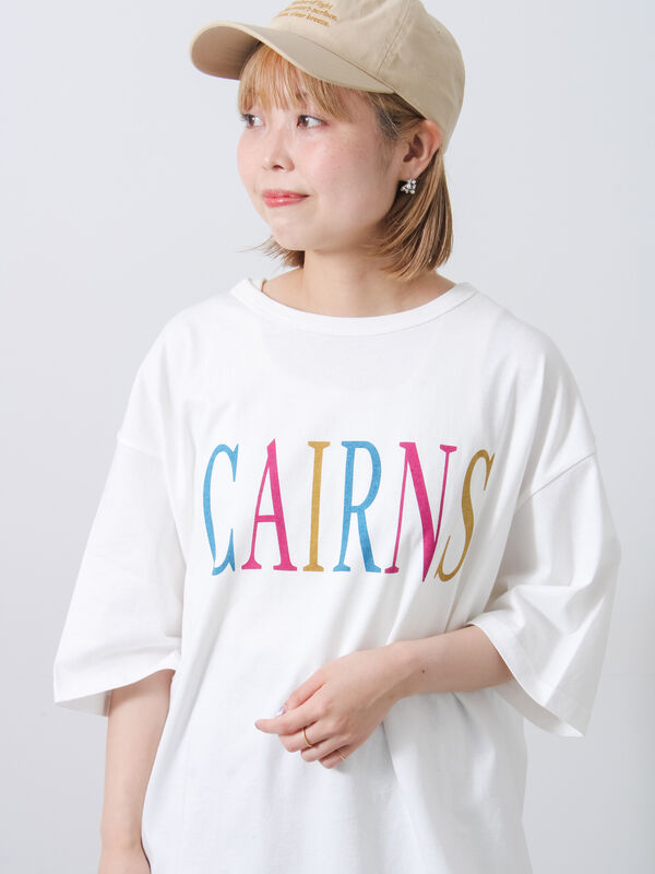 セール】 【接触冷感】ロゴプリントビッグTシャツ（オフホワイト