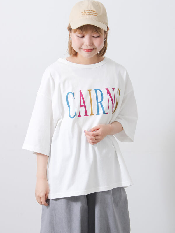 セール】 【接触冷感】ロゴプリントビッグTシャツ（オフホワイト