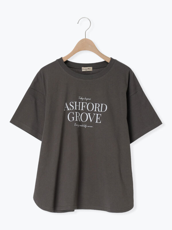 ◇【接触冷感】ロゴプリントTシャツ（オフホワイト/チャコールグレー