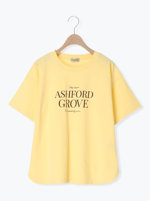 ◇【接触冷感】ロゴプリントTシャツ（オフホワイト/チャコールグレー