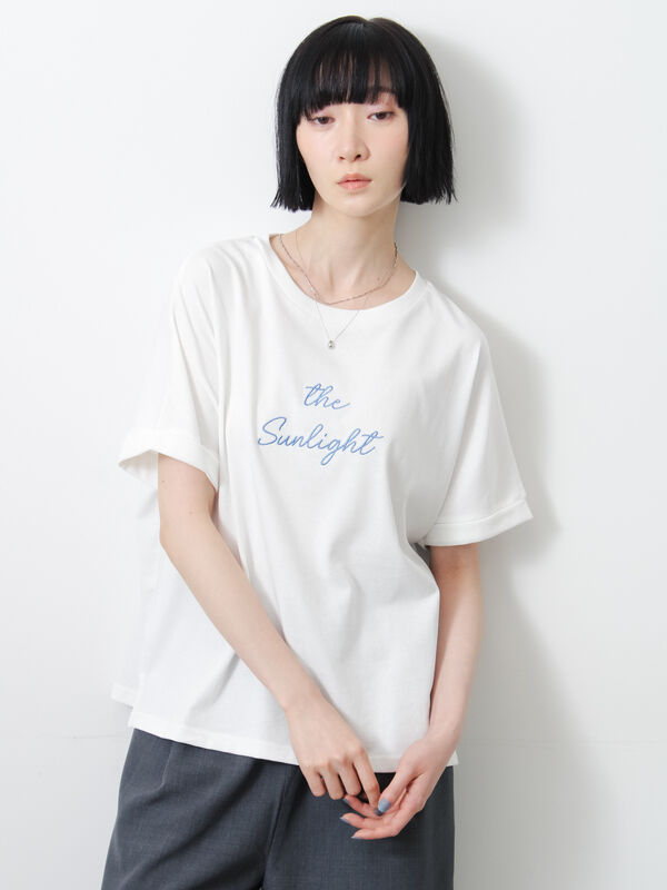 セール】 ◇【接触冷感/UVカット】アソート刺繍Tシャツ（オフホワイト