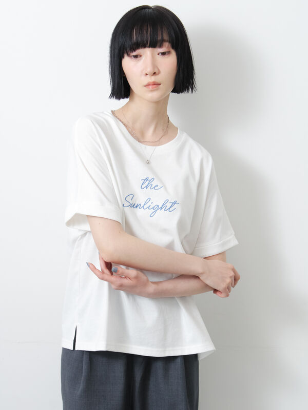 セール】 ◇【接触冷感/UVカット】アソート刺繍Tシャツ（オフホワイト