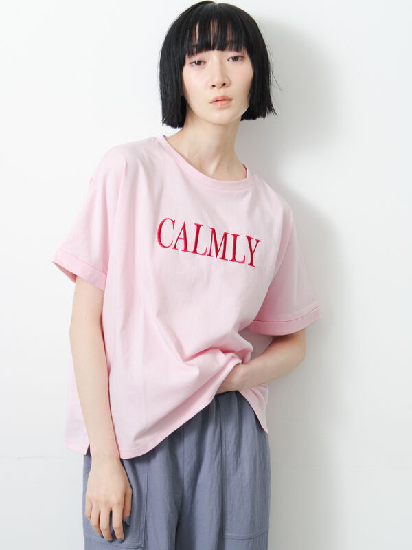 ◇【接触冷感/UVカット】アソート刺繍Tシャツ（オフホワイト/ブラック