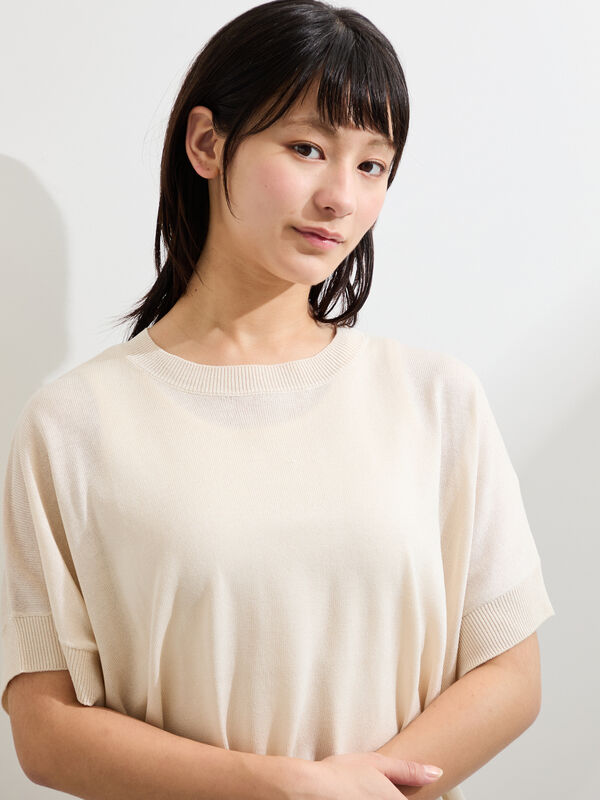 セール】 ◇【マシンウォッシャブル.接触冷感】麻タッチニットPO