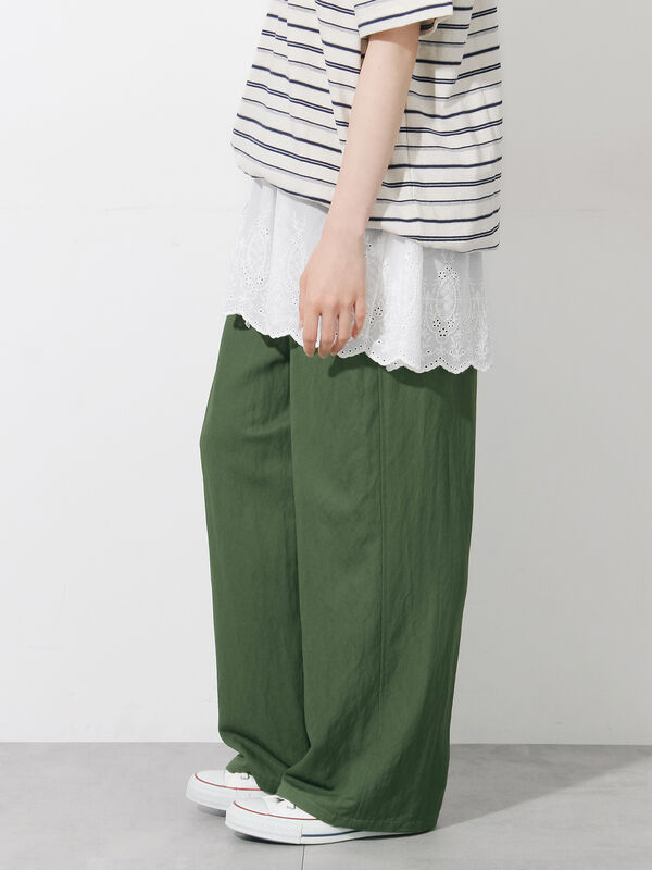 【美品】L1 Premium パンツ モスグリーン XS てろっとカーブパンツ（ピンク/ベージュ/グリーン/ネイビー/ボトムス