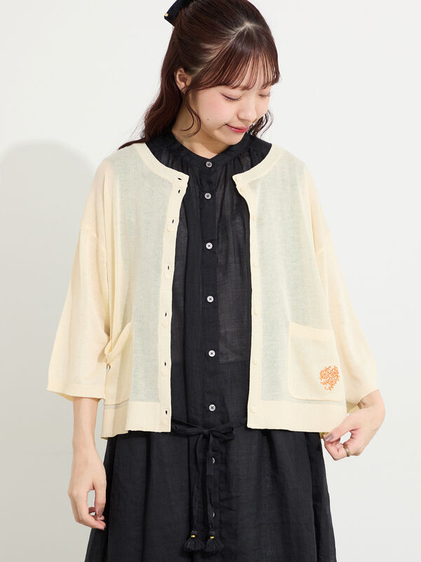 セール】 【接触冷感】ワンポイント刺繍カーディガン