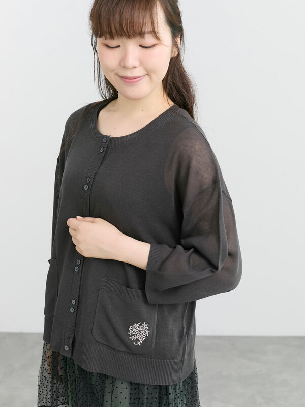 セール】 【接触冷感】ワンポイント刺繍カーディガン