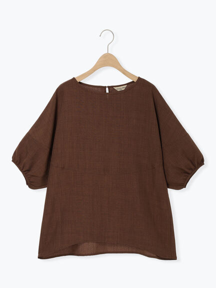 レディース 茶色 ブラウス DRAWER ドゥロワー FALL2 スタンドカラー