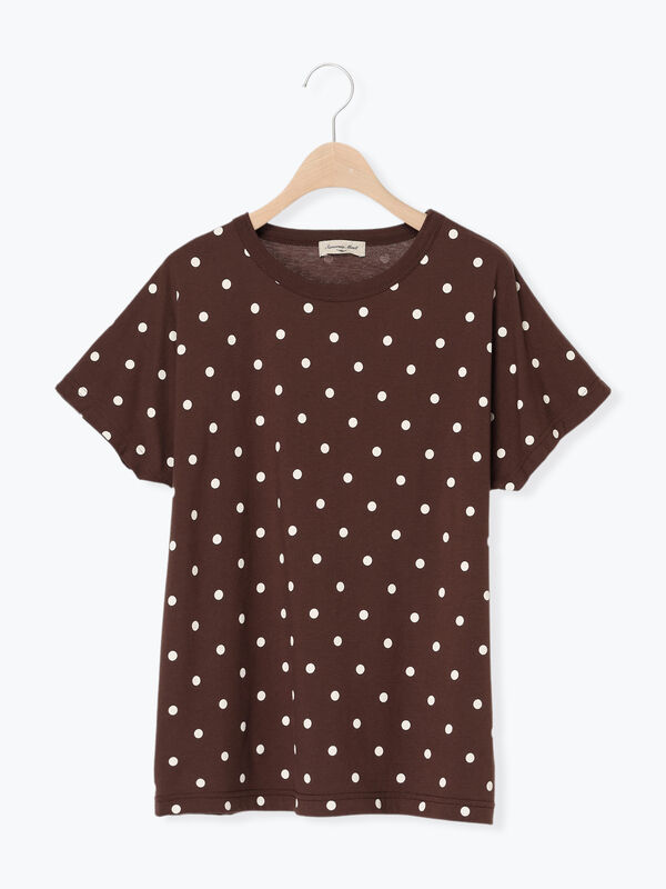 オーガニックコットン】ドット柄Tシャツ（オフホワイト/ブラック