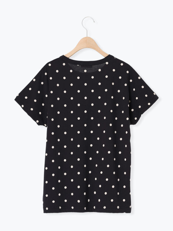 オーガニックコットン】ドット柄Tシャツ（オフホワイト/ブラック