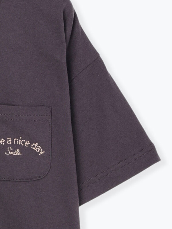 【新品/完売】φως フォス ロゴ刺繍 セットアップ ブラック L セール】 【オーガニックコットン】刺繍ロゴTシャツ（オフホワイト