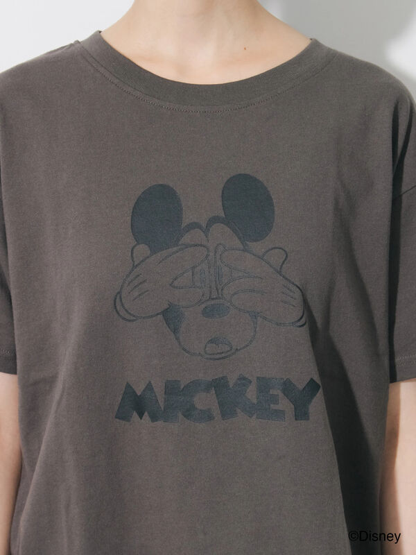 Disney】ミッキーマウス/プリントTシャツ（チャコールグレー/トップス