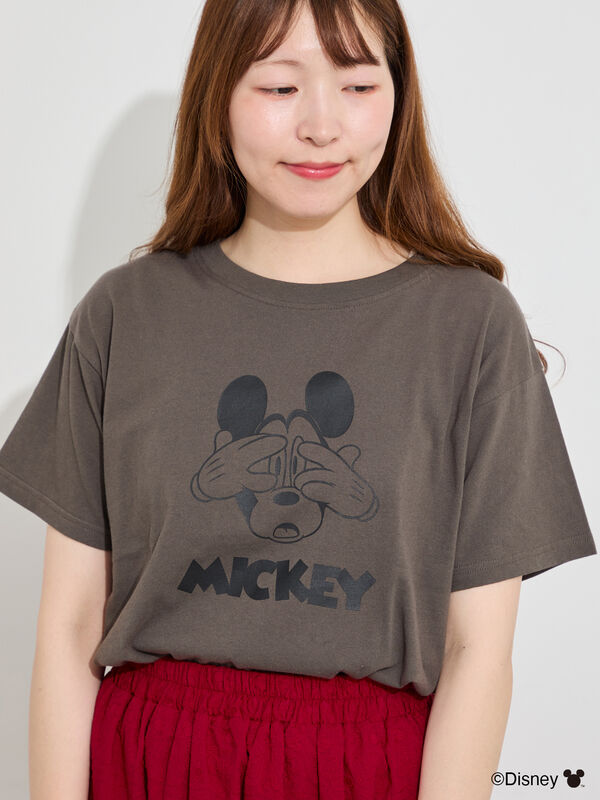 Disney】ミッキーマウス/プリントTシャツ（チャコールグレー/トップス